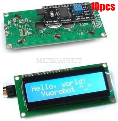 10Pcs Lcd Module IIC/I2C/TWI/SP  I Serial INTERFACE1602 16X2 Display Blue New ta