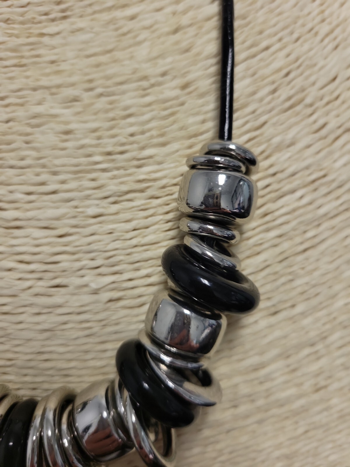 Chico's Dramatic Black and Silver Tone Disk Clust… - image 3