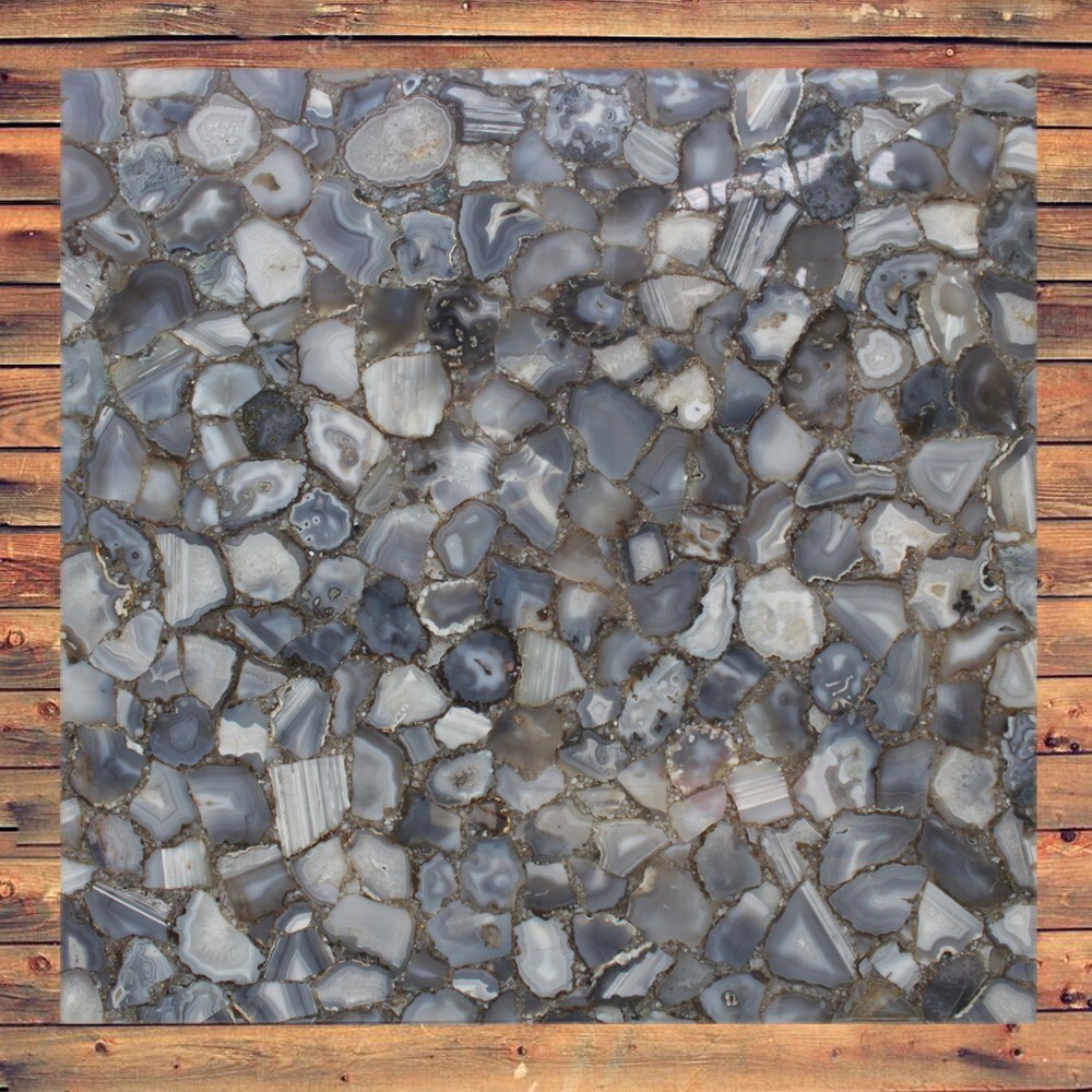 15-Inch Wild Agate Coffee Table with Handmade Stone Top for Stylish Home Decor  