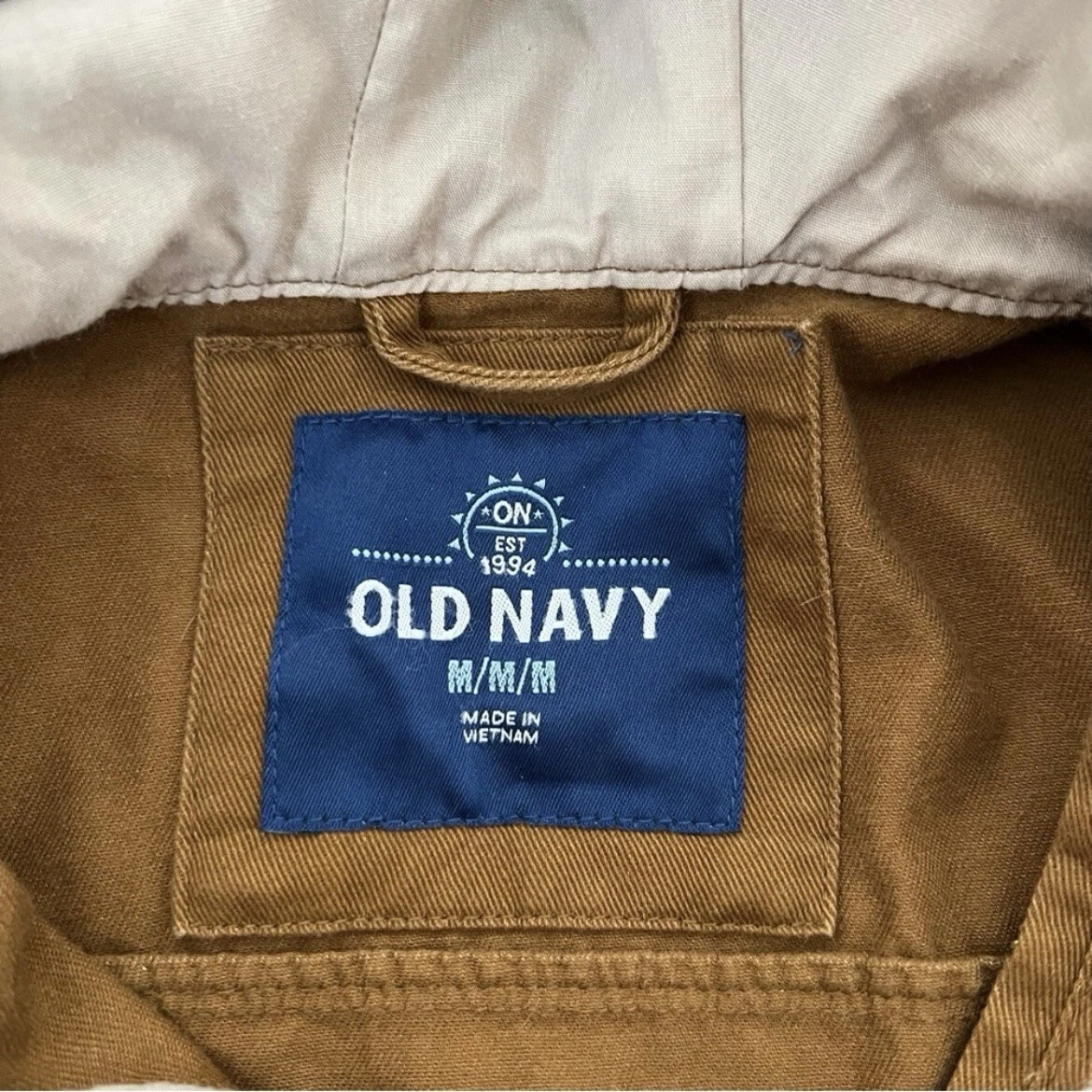 OLD NAVY Men's Cotton Hooded Rye Brown Jacket Size M NWT image 7