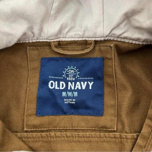 OLD NAVY Men's Cotton Hooded Rye Brown Jacket Size M NWT image 7