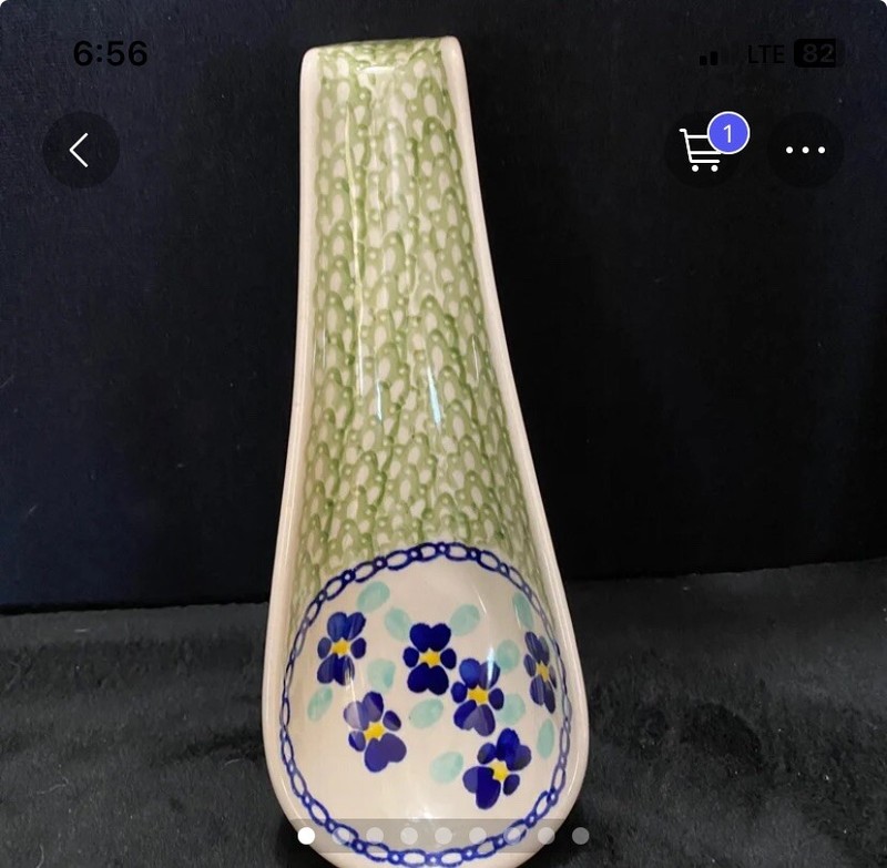 New Polish pottery spoon rest 9 3/4”