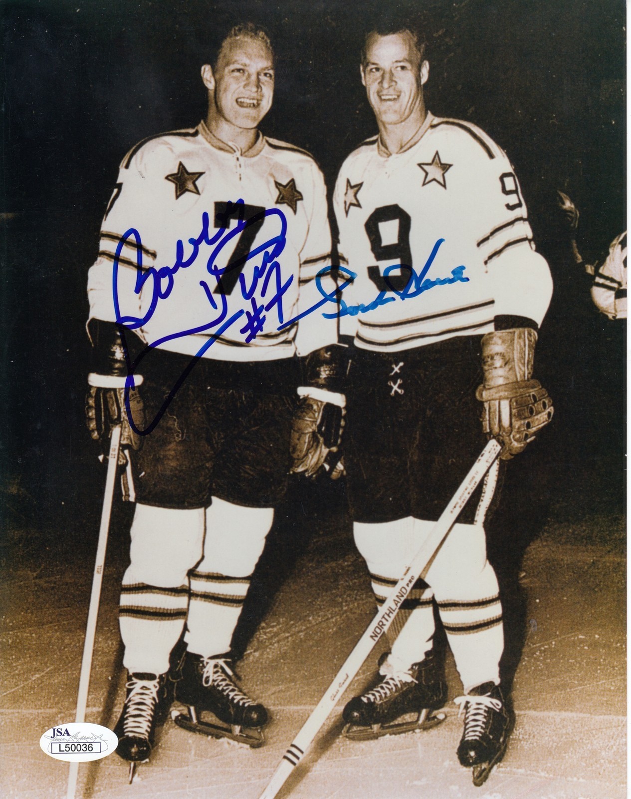 Bobby Hull Autographed Signed Gordie Howe #0 8x10 w/ JSA NHL Hockey 090918 