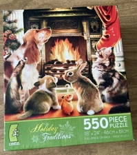“Christmas Animals By The Fire” 550 Piece Puzzle by Ceaco BNIB Factory Sealed