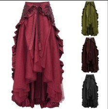 Women's Falbala Medieval Victorian Steampunk Pirate Skirt Helloween Costume