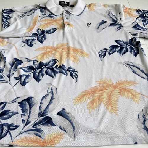 Vtg Ashworth Men Polo Golf Shirt Weather System Moisture Wicking Floral Y2K - Picture 6 of 11