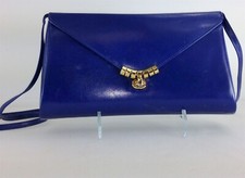 Vtg 80's Easy Spirit Classic Shoulder Bag Structured Cobalt Blue Faux Leather