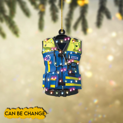Personalized EMT EMS Vest Christmas Ornament, Paramedic Emergency Xmas Ornament