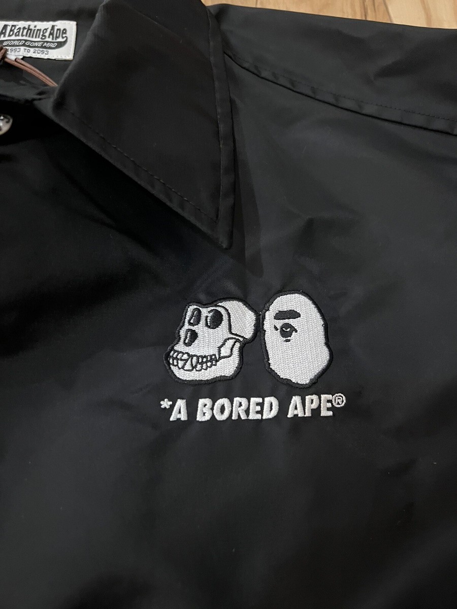 BAYC x BAPE Bored Ape Yacht Club Coach Jacket Black Size BAYC x BAPE Bored Ape Yacht Club Coach Jacket Black Size