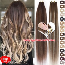 100G 40PCS Balayage Tape In 100 Remy Human Hair Extensions Skin Weft Full Head