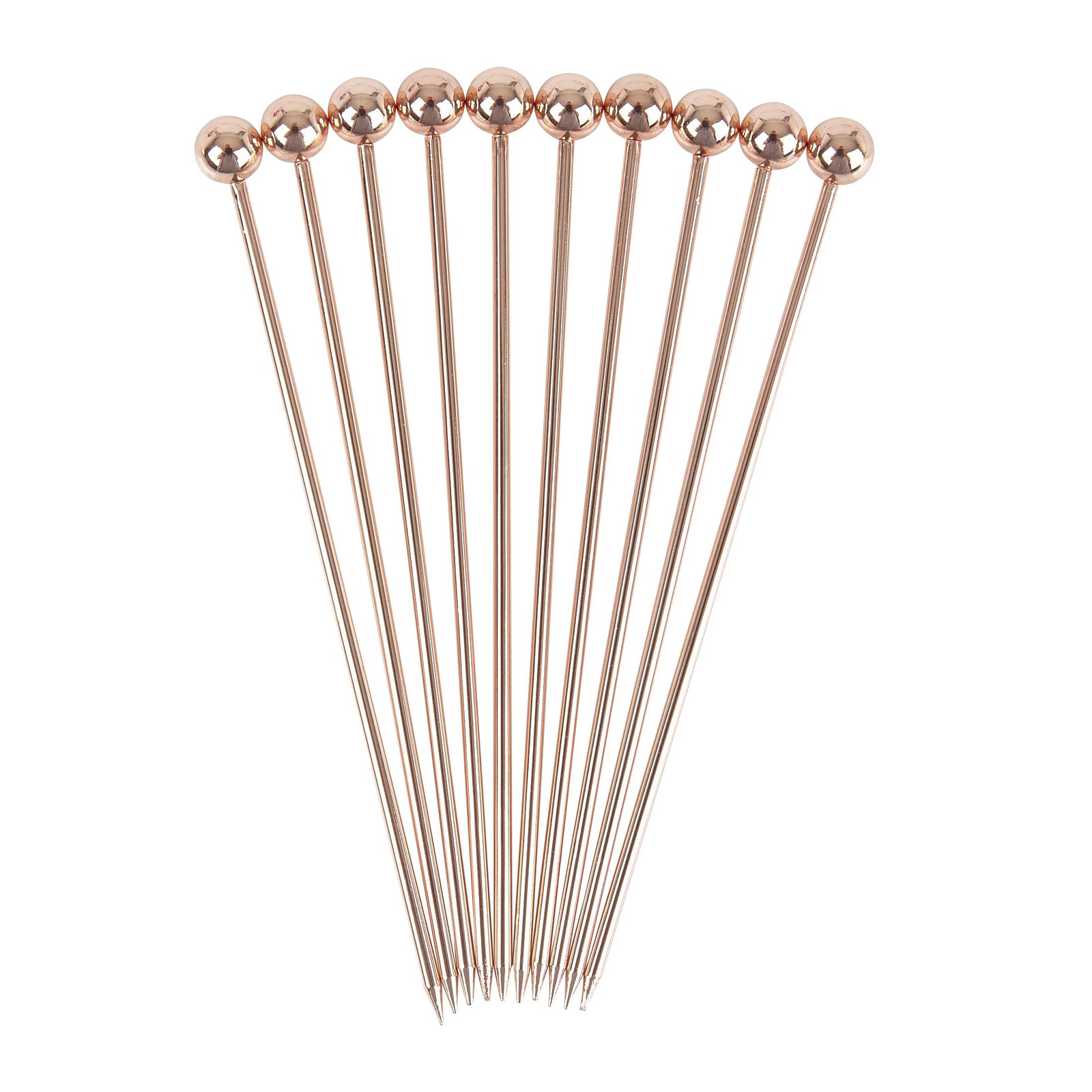 Ball Top Reusable Cocktail Garnish Picks Copper Plated Cocktail Stick Pack of 10