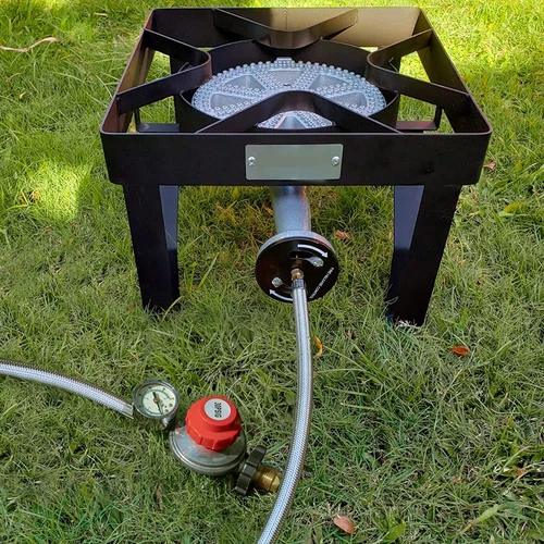 Regulador de gas propano ajustable de alta presión para barbacoa de 12 pies con indicador de manguera trenzada - Imagen 3 de 12