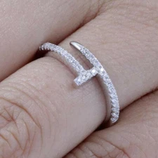 925 Sterling Silver T Wire CZ Women Engagement Fashion Ring Band 2.5-15 SS3011