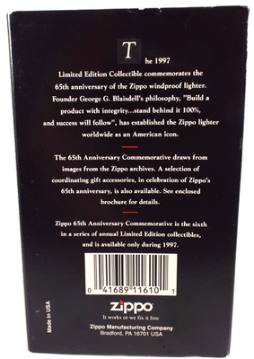 Zippo 65th Anniversary 1932 - 1997 Limited Edition Lighter for