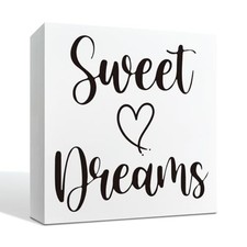 Bedroom Decor Wooden Box Sign 5x5 Inches,  Sweet Dreams  White Rustic Wood