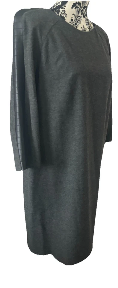 Teodosia Lloyd Designer Grey Wool Dress & Leather Trim .BNWT.Size 14.RRP £422 - Image 3 of 4