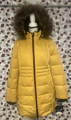 Arctic Expedition Women s Puffer Jacket Mustard Yellow Size Small Fur Hood