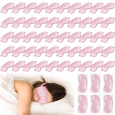 Newcotte 50 Pcs Silk Sleep Eye Mask w/ Adjustable Strap - Black - Bulk Lot