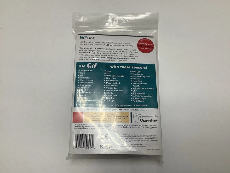 Lote de 7 Go! Link Vernier Interfaz USB Equipo de Laboratorio Escolar con CD, + CD Extra Foto 2 de 4