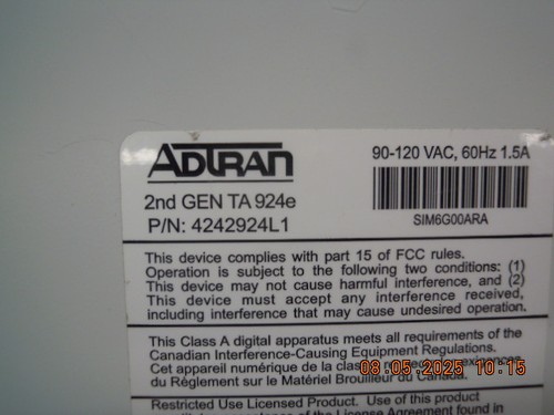 Adtran Total Access 924e 2nd GEN VOIP SIP Gateway P/N: 4242924L1 | Tested - 第 11/11 張圖片