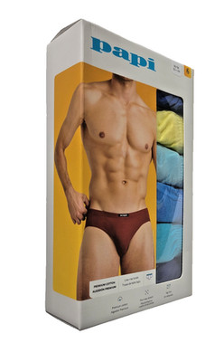 Papi 6-Men's Premium Cotton Low Rise Briefs Medium  (32-34)  Blues/Yellow