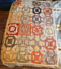 Antique Handmade Patchwork Flour Sack Backing Quilt 40 X 59