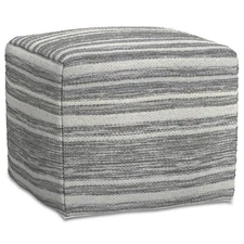 WyndenHall Eleanor Square Woven Pouf Black Melange/White: Handcrafted, No