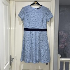 Dorothy Perkins Blue Lace Lined Skater Party Cocktail Races Wedding Dress UK 14