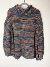 Peruvian Connection Sz XL Multi Color 100 Cotton Turtleneck Woven Sweater