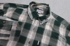 Carhartt Button Down Mens Large Green Plaid Relaxed Fit Long Sleeve Flannel Work
