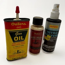 Vintage Outers Gunslick Solvent Bottle And Gun Oil Lot Of 3 T5