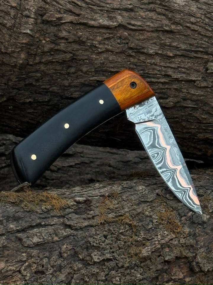 Handmade Copper Pocket Knife Folding EDC Tool, Vintage Outdoor Gear