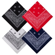 Cotton Bandanas 4 Pack 22x22 Inch Breathable Square Scarf Headwear Headband