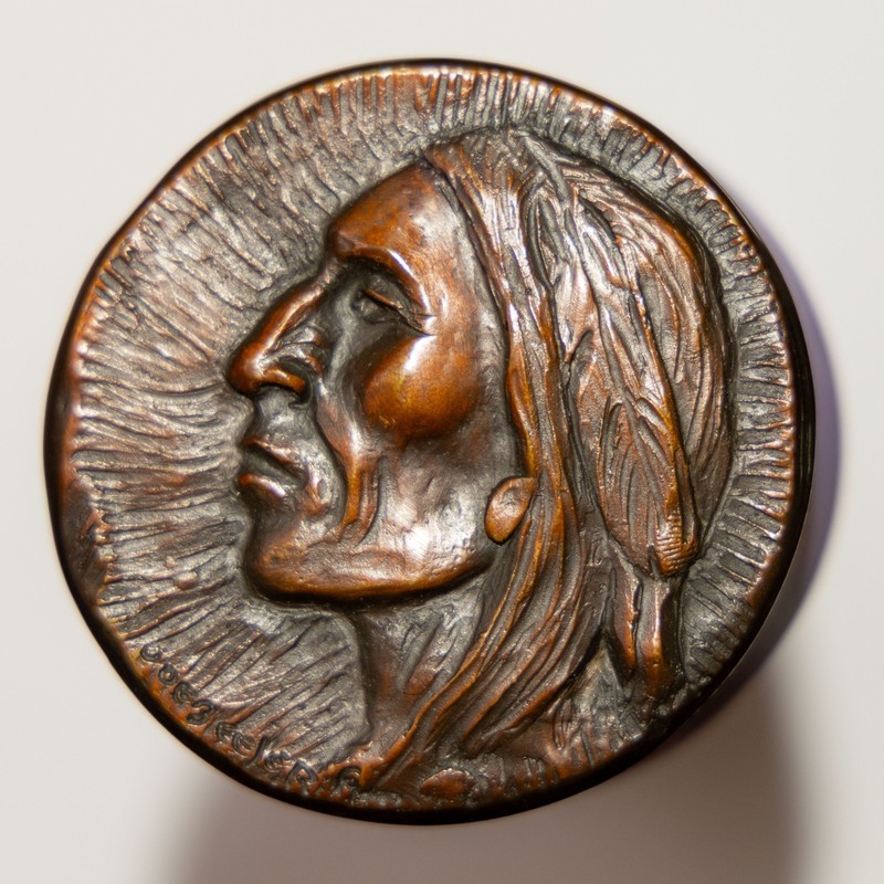 Rare Eddie Basha Joe Beeler - 3 1/2" Bronze Medallion -  1998 Plains Indian (a)