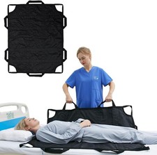 Waterproof Bed Positioning Pad 50"x40" w/ Handles, Reusable Transfer Sheet Black