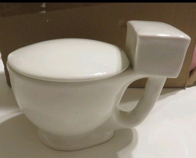 Toilet Bowl Mug Ceramic Cup/Dish With Poop and lid Novelty Gag Gift NEW   