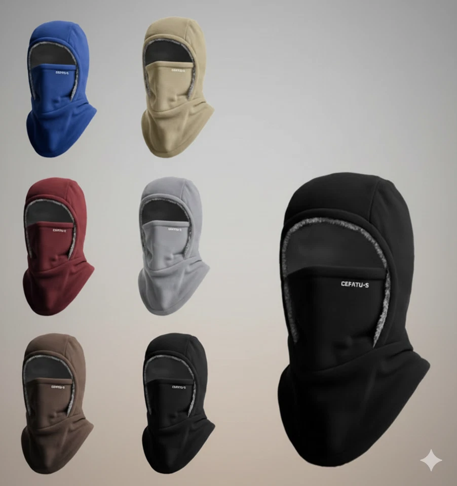 Máscara de esquí de invierno de pasamontañas polar térmica a prueba de viento cálida capucha sombrero engrosar ciclismo Foto 4 de 4