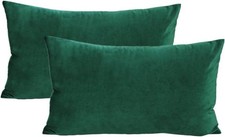 12X20 Set of 2 Lumbar Throw Pillow Covers Green Christmas Velvet Decorative Rect