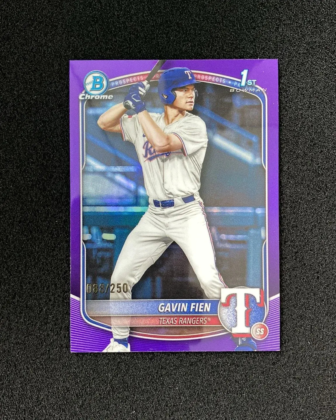 2025 Topps Bowman Draft Chrome Purple #BDC-15 Gavin Fien 1st 88/250 Rangers QI95