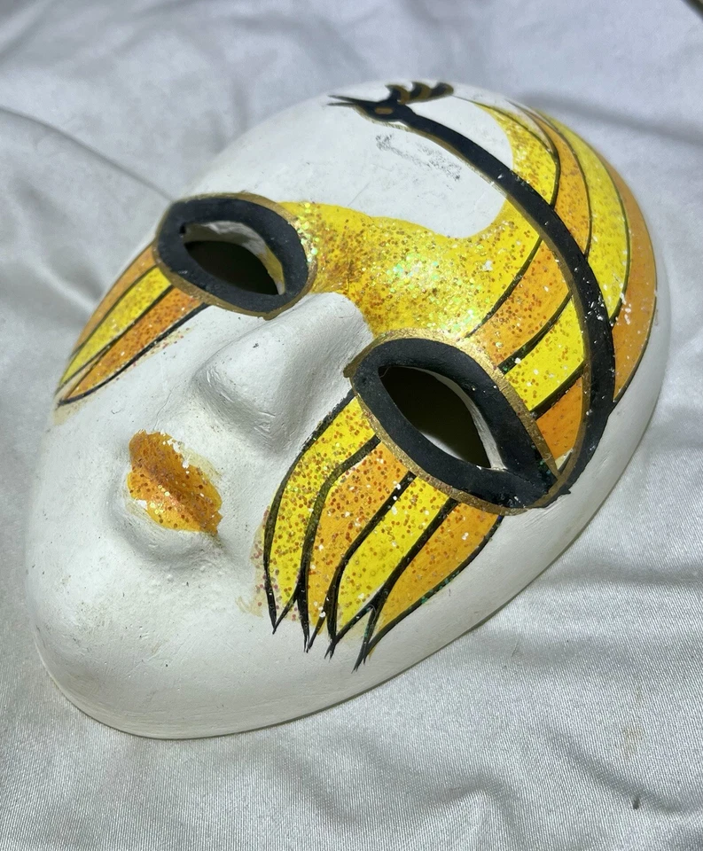 Máscara de pared vintage veneciana de porcelana pintada a mano encaje carnaval multicolor Foto 3 de 4