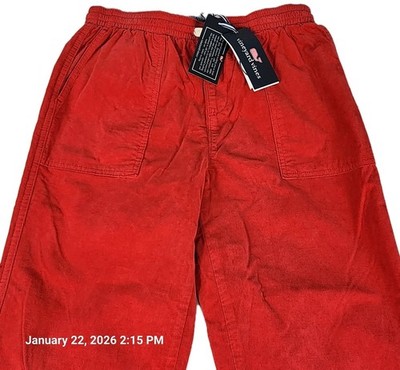 Vineyard Vines Boys Corduroy Jetty Pants Size XL (18) Red Whale Fish Velvet New
