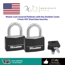 Master Lock Covered Padlocks with Key Outdoor Locks 2 Pack 141T Shed Gate