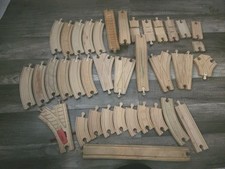 Wooden Train Track Lot Mixed Curved Straight Switch Bridge Tracks 37 Pieces