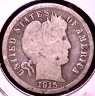 1915 BARBER SILVER DIME 10C