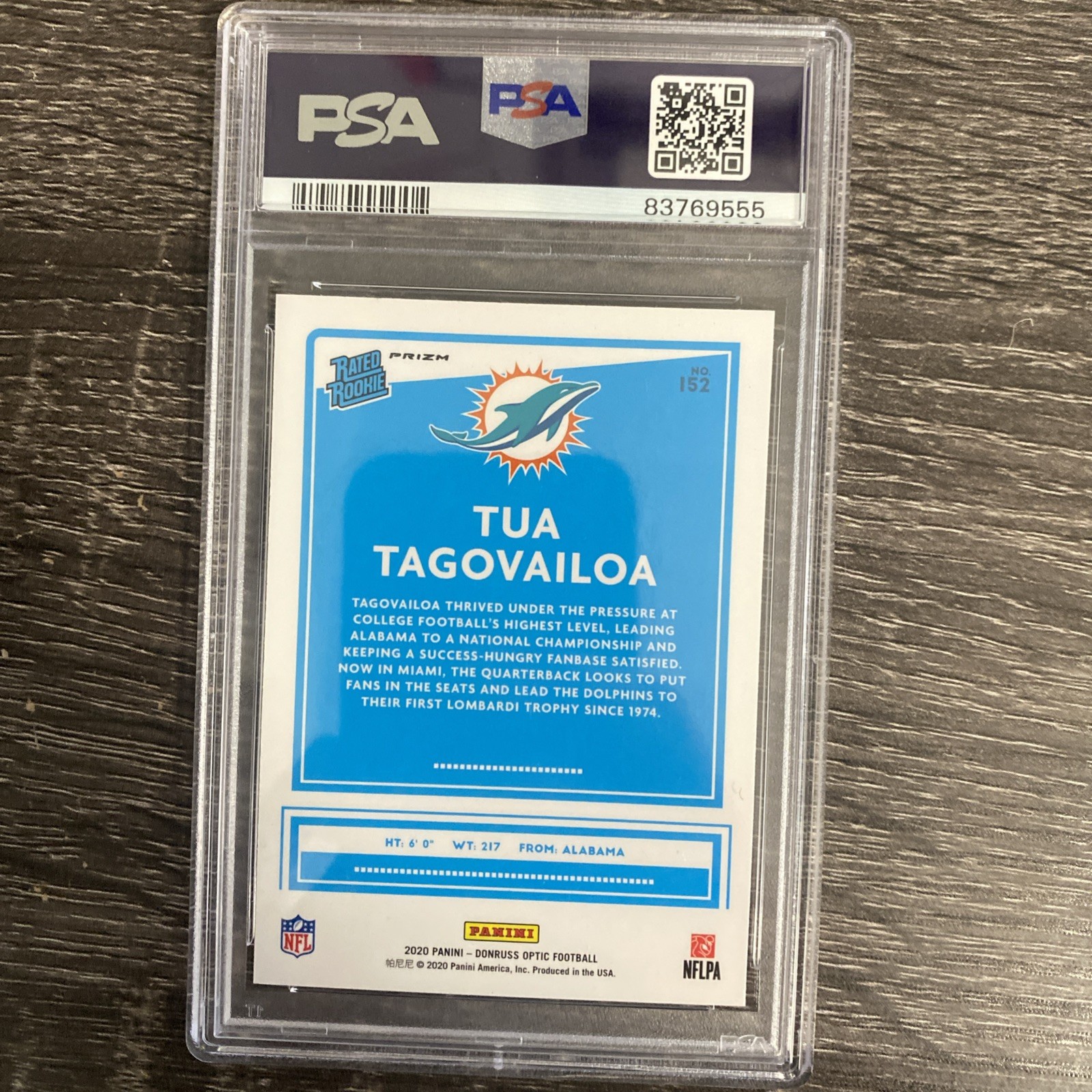 🔥2020 Donruss Optica🔥Tua Tagovaila  🔥Holo  🔥PSA 10 view 2