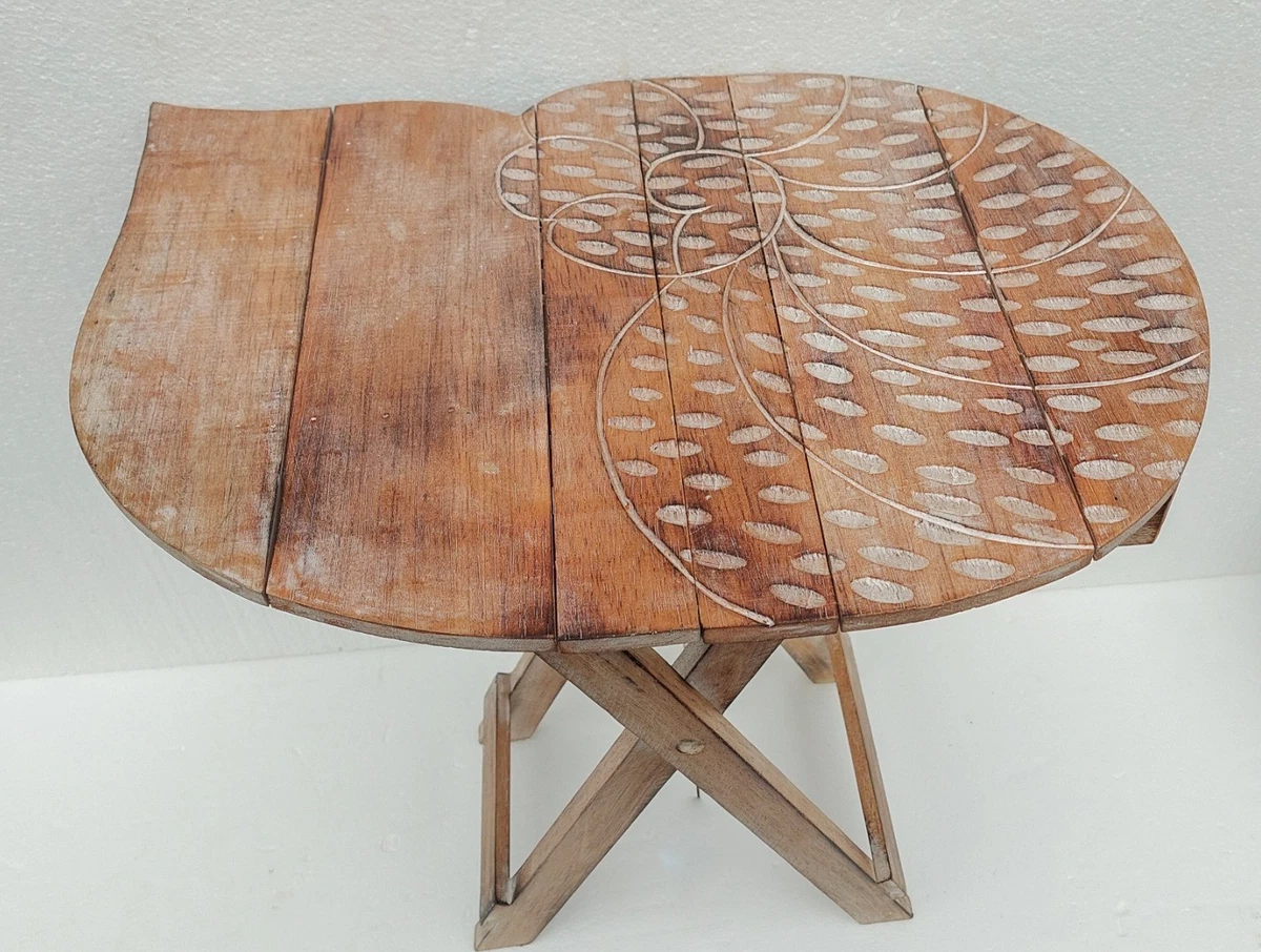 Unusual Folding Rustic Nautilus Table Shabby chic Wash Folding Snail Table