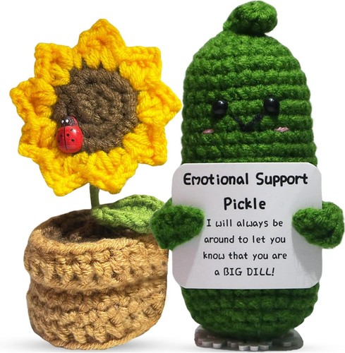Muñeca de ganchillo y maceta de girasol de apoyo emocional - Regalos divertidos para... - Imagen 1 de 6