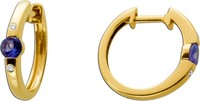 Tansanit Creolen Gold 585 14K Blaue Edelsteine Natur Diamanten 0.03Ct
