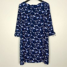 Talbots Crepe Floral Shift Dress Women’s Size 14 Scallop Neckline Midi Classic