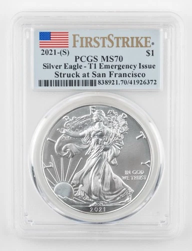 2021 (S) U.S. Silver Eagle PCGS MS70 Type 1 Emergency Issue First Strike - 947b